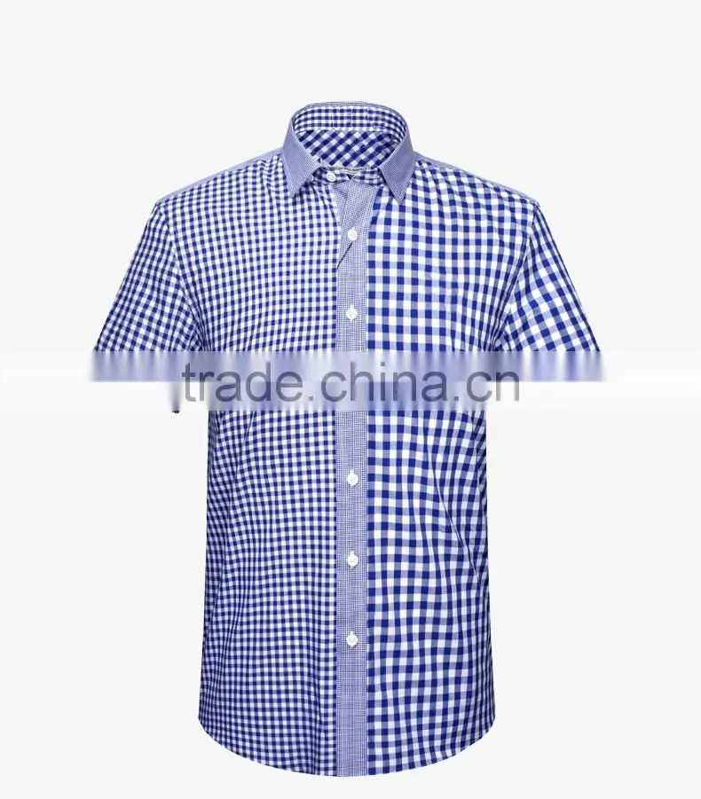 2017 short sleeve gingham shirts for boys youth
