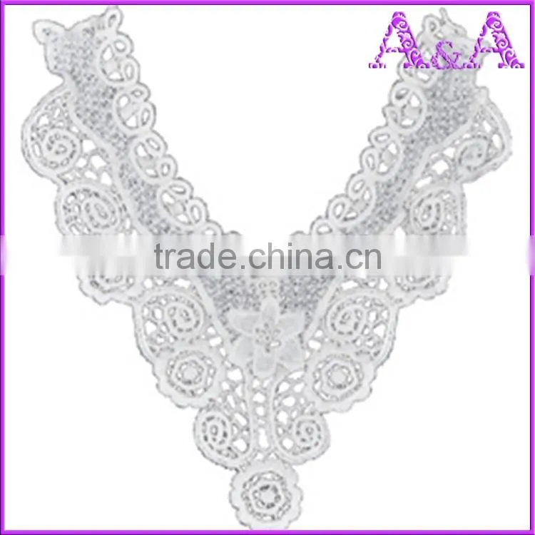 Water Soluble lace 100% cotton african chemical lace collar for shirt and dress