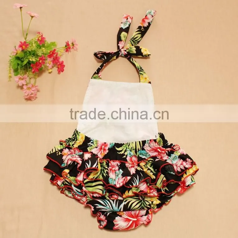 Backless Bodysuit Wholesale Ruffles Cotton Outfit Headbands Baby Romper Design