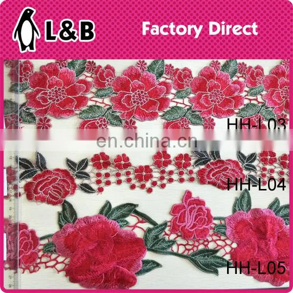 Ningbo-China polyester lace embroidered eyelet flower 3d lace