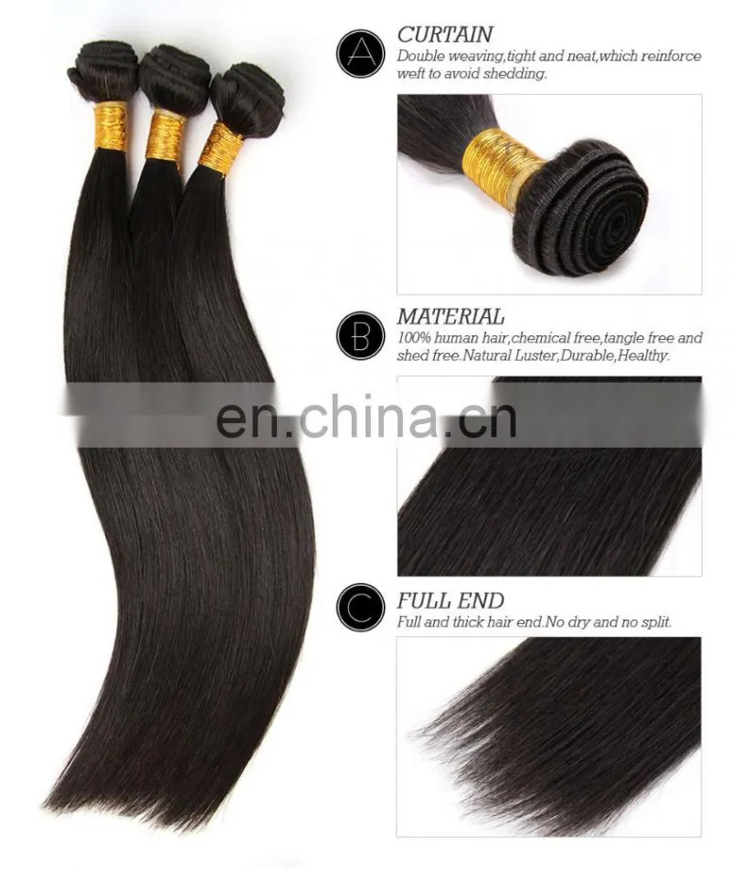 Raw unprocessed 7A top grade original straight Brazilian hair bundle with closure