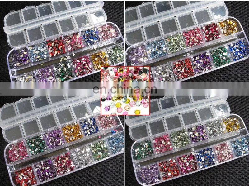 Rhinestones Nail Art Case Assorted Designs for Acrylic Tips UV Gel Deco