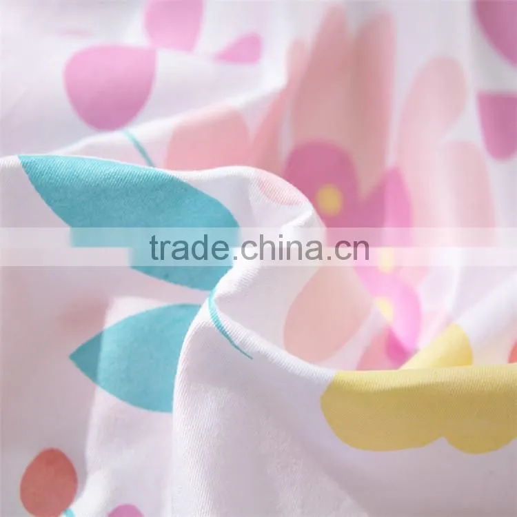 Colorful flower printed cotton children bed sheet set eco-friendly bedding set pink and white kids duvet cover set