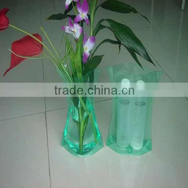 flower printing plastic pvc vase for flowers
