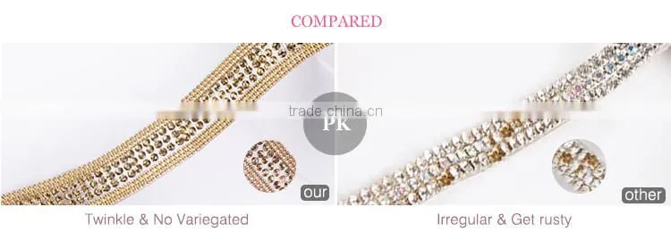 Hot Fix Crystal Fancy Stone Chain Trimming For Dresses Used Brass Cup Chain