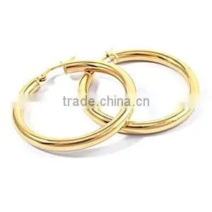 Fashion 316L stainless steel gold plate round earring designs