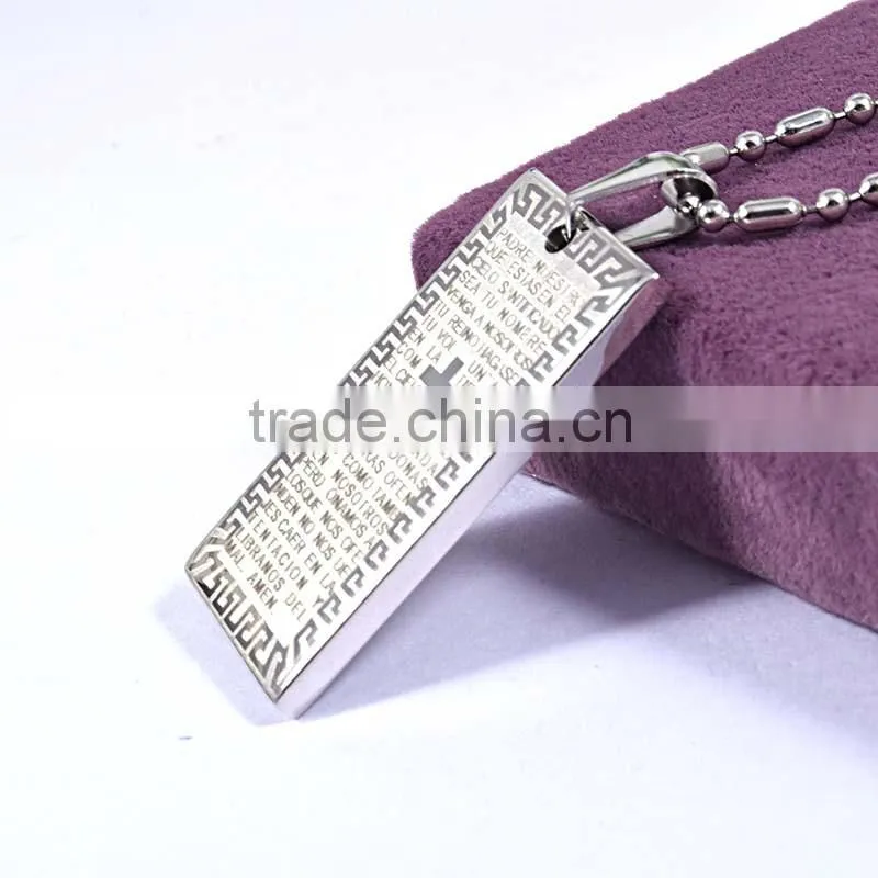 Engrave custom 316L Steel Crossing Men Fashion Pendant Style Tag Pendant