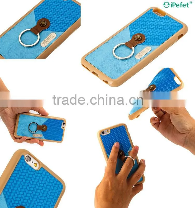 iPefet-New Arrive Premium Hybrid Leather TPU Bumper Case For iPhone 6/s With Ring