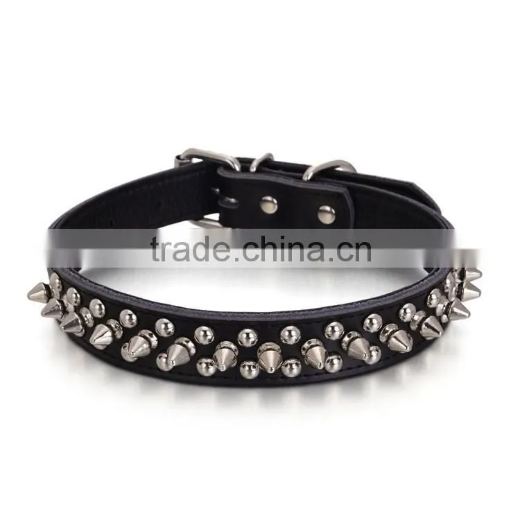 Alloy fittings litchi grain dog collars bullet nail pet collar