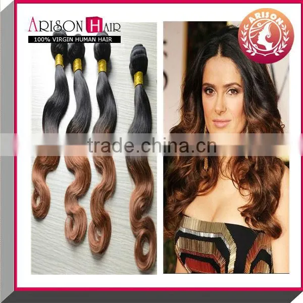 Hot sale remy fasion brazilian two tone afro kinky curly virgin hair ombre weave extension