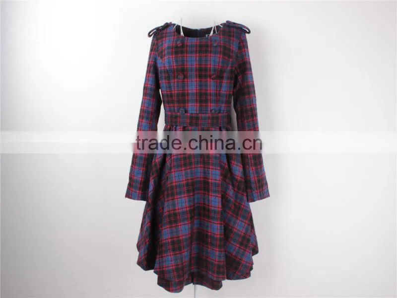Lady's garment stock lot checked winter coat and dress