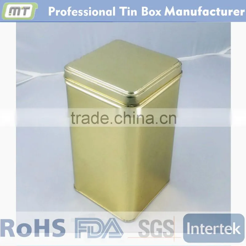 square metal tin can with lid