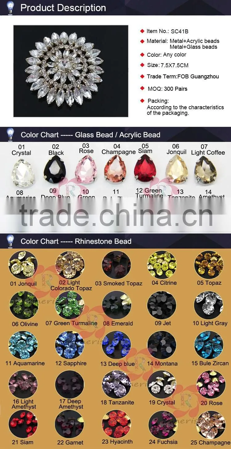2016 fashion round shaped rhinestone shoes decoration for shoe shop