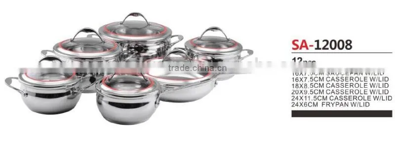 Colorful silicone lid stainless steel kitchen sets with induction base