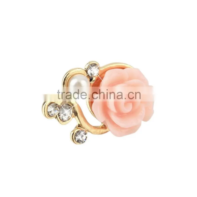 Rose Flower 3D Crystal Bead Pearl Anti Dust Plug Charms For 3.5mm Phone For Apple4 4S 5 For Samsung Galaxy S3 S4 For HTC