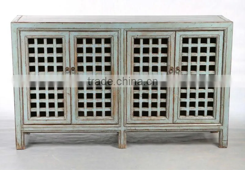 Chinese antique reclaimed solid wood carving cabinet