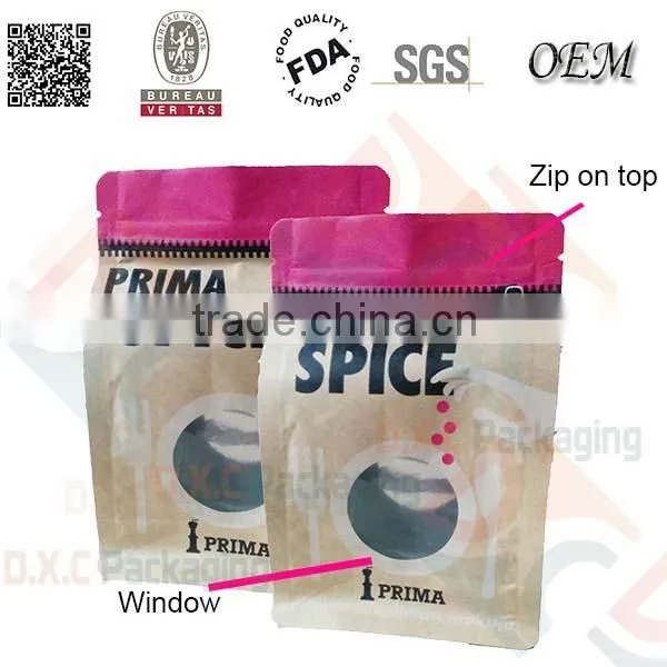 Snack Food Stand Up Pouches With Window For Food Packaging