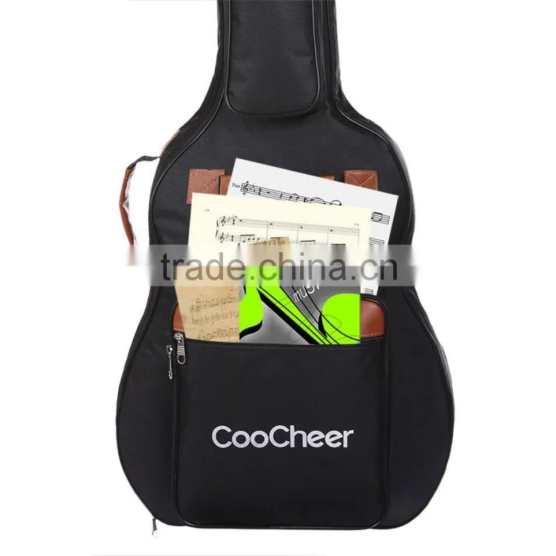 CooCheer 600D Oxford Acoustic Guitar Bag 5-Pocket Padded Gig Bag with Guitar Strap and 12 Pick Samplers AM002527