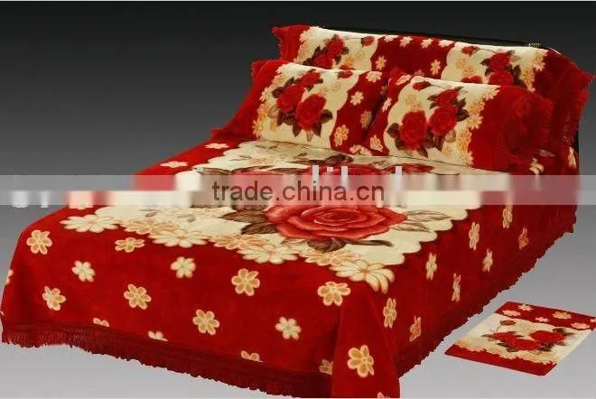 100% ployester printed super soft and carved blanket set