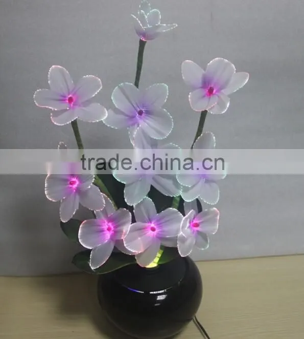 Hotest New Design wholesale artificial LED flowers light/fiber optic Orchid flowers lamp with pot