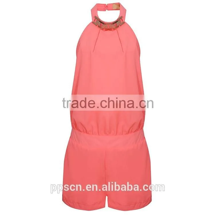 Custom made Adult pink elegant slim fit Clubwear Party Trouser women woven jumpsuit