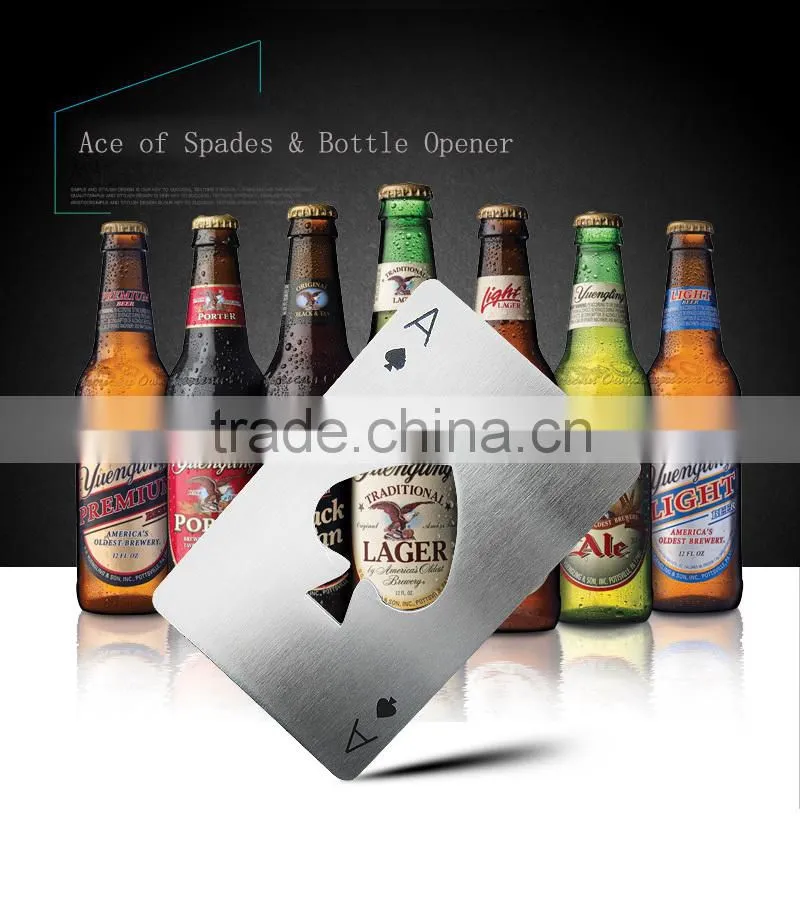 Ace of spades credit card design stainless steel bottle opener