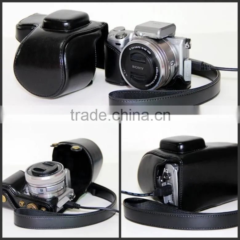 New Fashion Pu Leather camera bag for NEX5R NEX5T 16-50mm lens