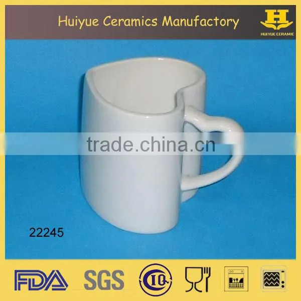 ceramic heart shape cup 350ml cup heart shape with printing