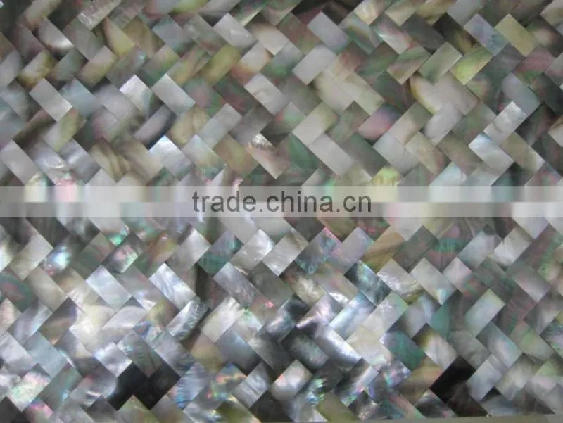 Blacklip shell mosaic tile in herringbone pattern,sea shell tile