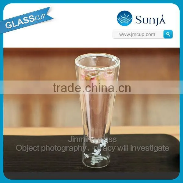 clear tall double wall champagne glass cup
