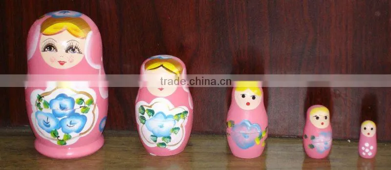 Hand painted wooden nesting russian matryoshka doll