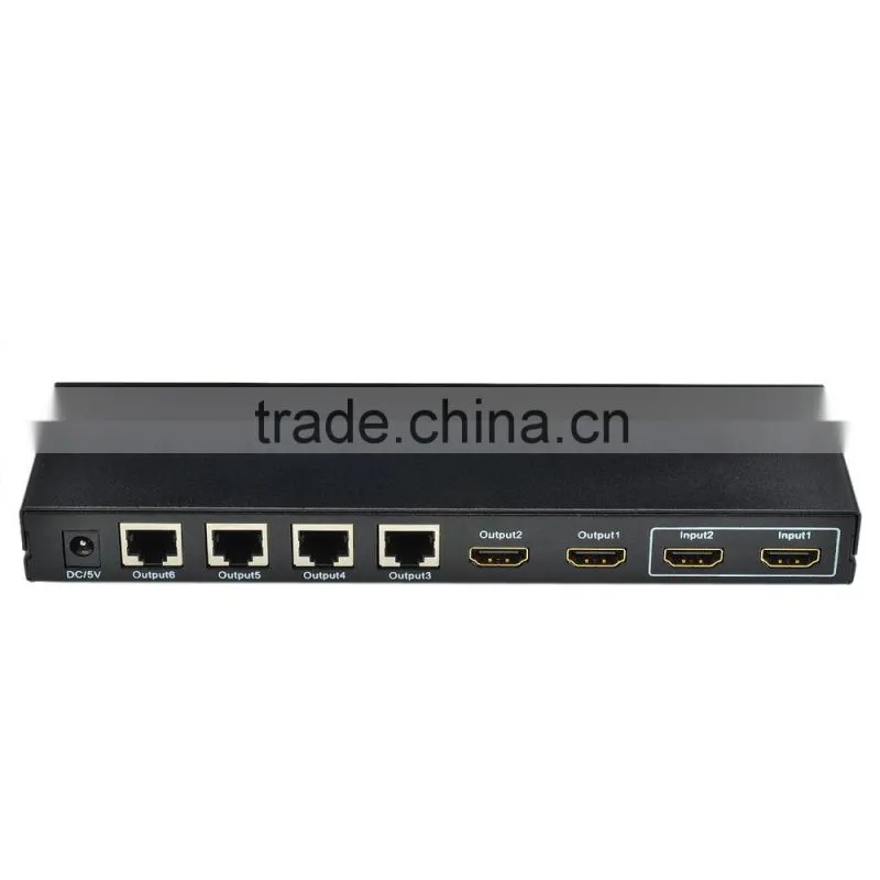 CHEERLINK 1080P 2X6 60m HDMI Splitter / Switch / Extender w/ EU Plug - Black