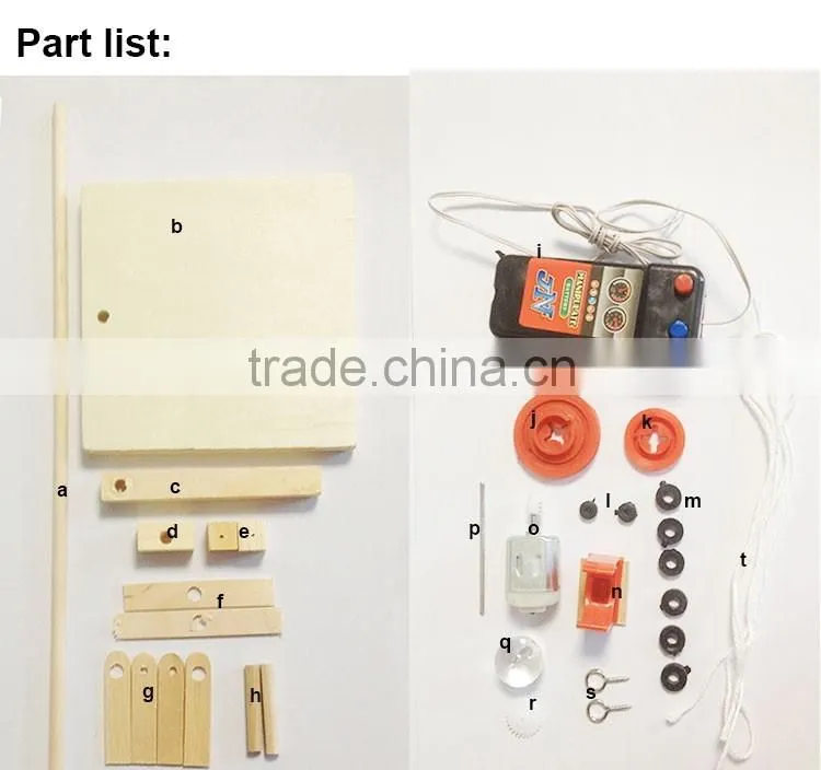 DIY wood material crane electronic and educational physical science kit for kids