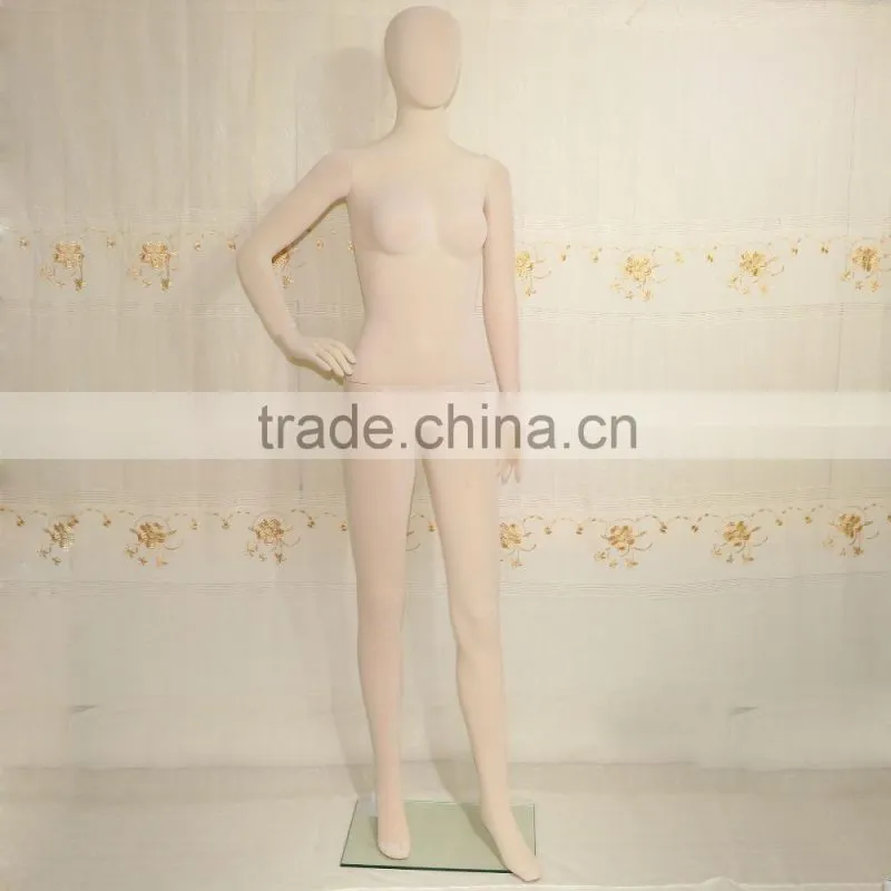 Sexy velvet covered full body plastic female mannequins