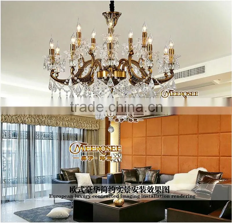 Noble Shades Wrought Iron Chandelier Crystal Pendant Light MD8752-L10+5