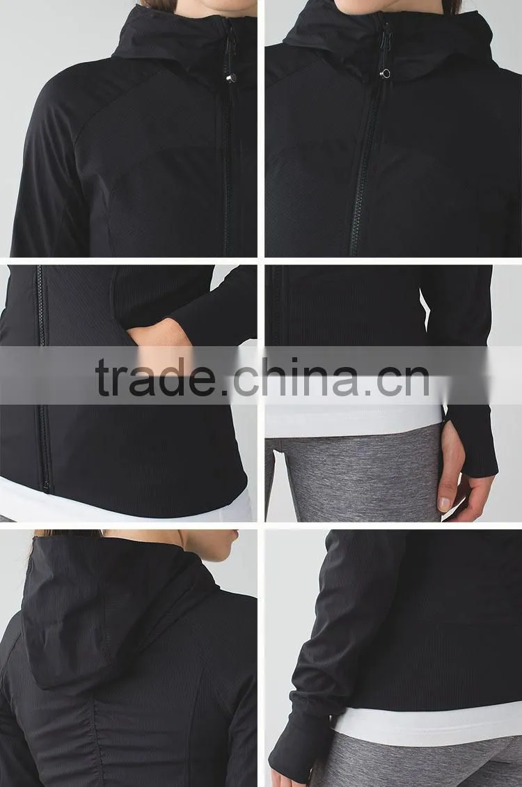 Chambray Blazer Women Autumn Jacket with hood made in china