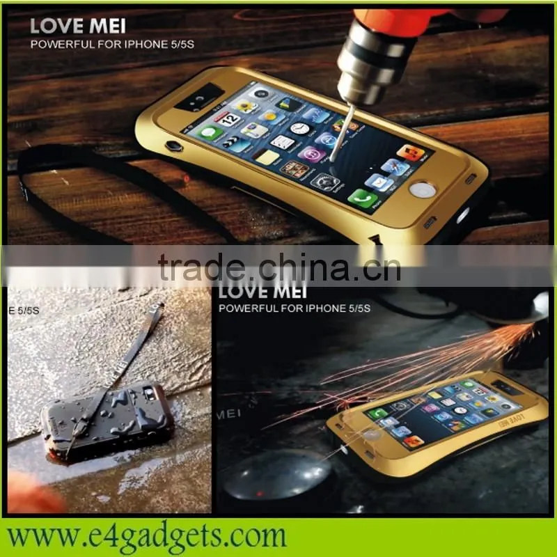 Love Mei brand Tri protect small waist style AL metal mobile phone case for apple iphone 5S, for iphone 5 case 9 colors