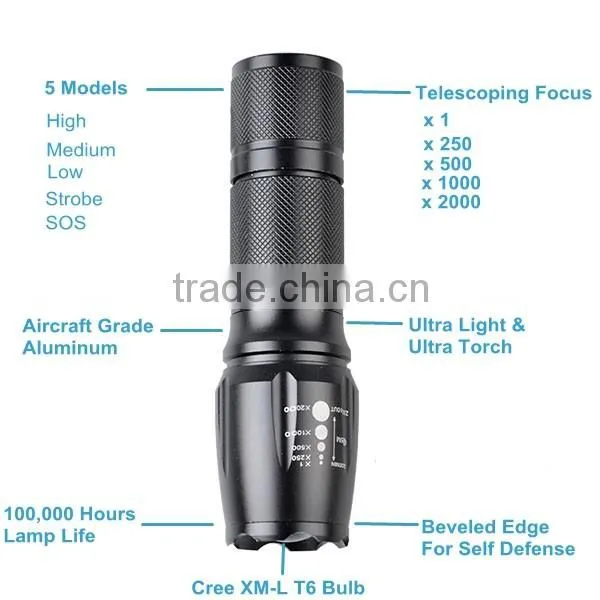Best Military Grade Waterproof 3 x AAA/18650 / 26650 XML T6 LED Military Flashlight