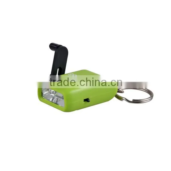 Mini hand crank dynamo led keychain light