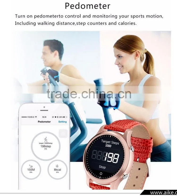 2016 Newest Bluetooth 4.0 IOS&Android Round Smart Watch with SOS call/G-sensor for apple iphone 6plus/6 samsung S6 edge/S5