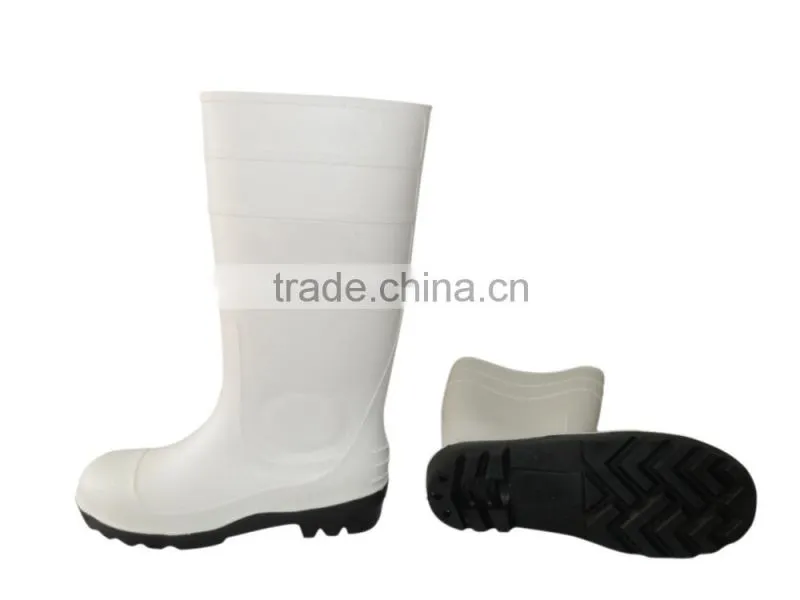 White PVC wellington boots with steel toe
