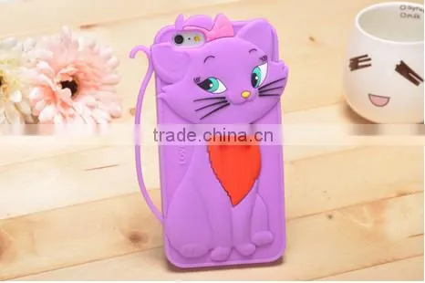 Cute 3d cat design cartoon mobile phone silicone case for samsung iPhone 6/6s