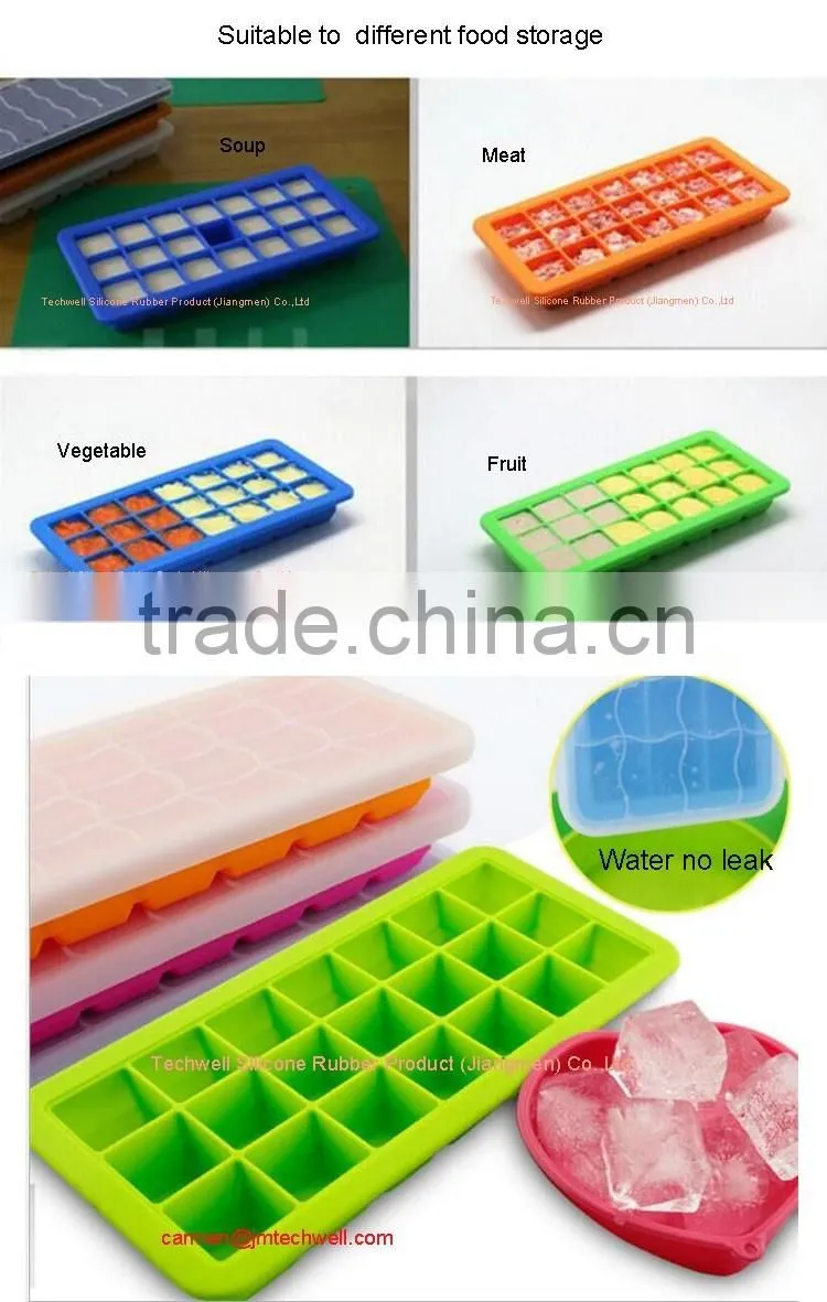 21pcs silicone ice cube silicone baby food freezer tray with clip-on Lid