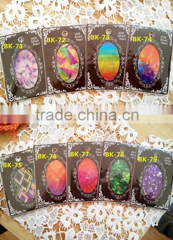 DIY Laser Glass Paper Nail Stickers,Wraps Decorations Shine Colorful Glitter Decals Plastic Shell Japanese Nail