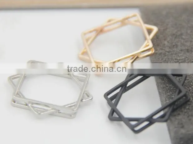 Rock n Roll Stacking Square Brass Gold Silver and Black Ring