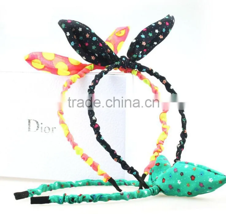Free sample fabric chiffon wrapped dot headband