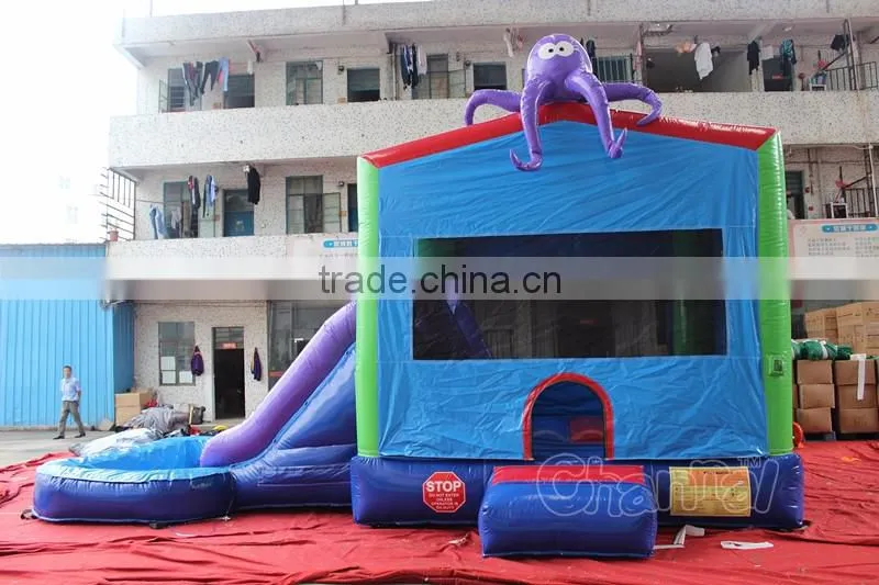 octopus inflatable bouncy castle with water slide