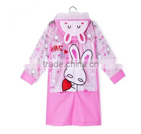 Cute Kids Unisex Cartoon Hoodie Inflating Cap Brim Outwear Camping Raincoats