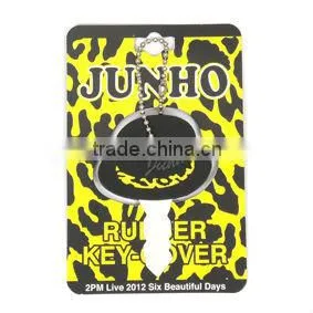 cartoon non-phthalates and lead hat design soft PVC key cover for promotion
