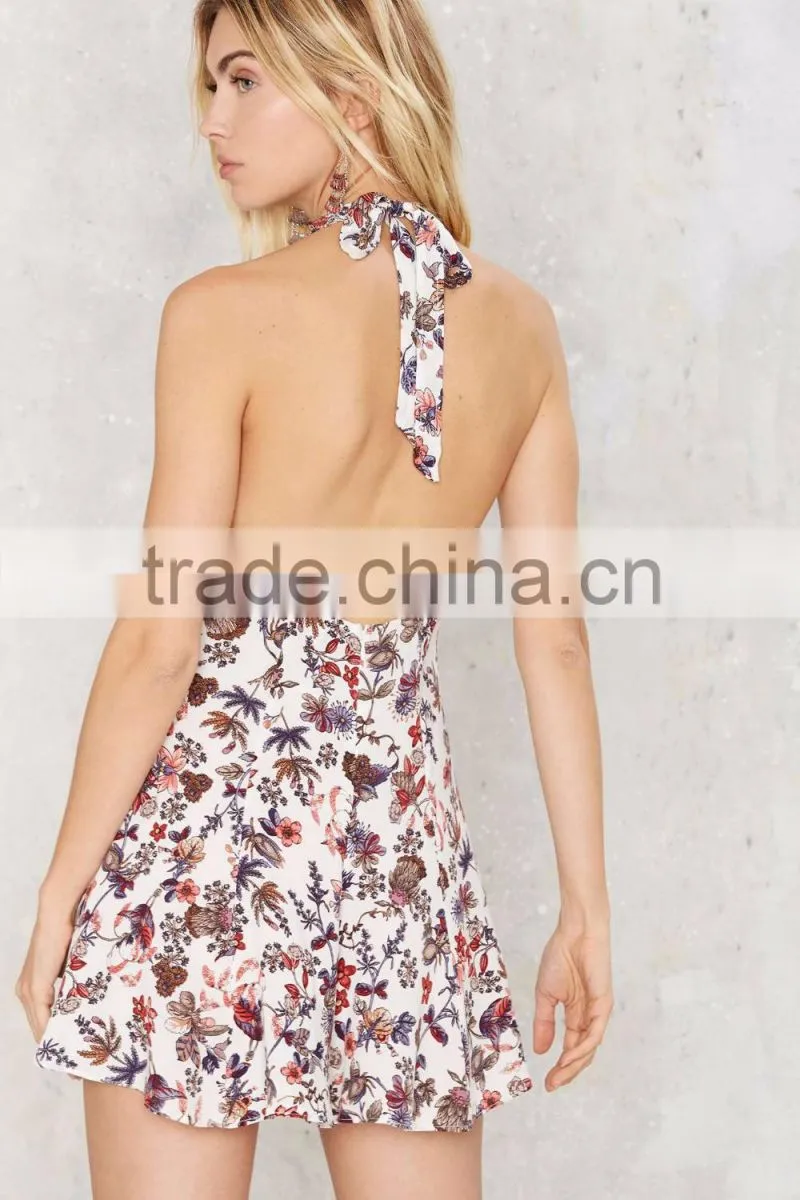 Latest Designs Women Jumpsuit , Hollow out Halter Floral Romper 2016
